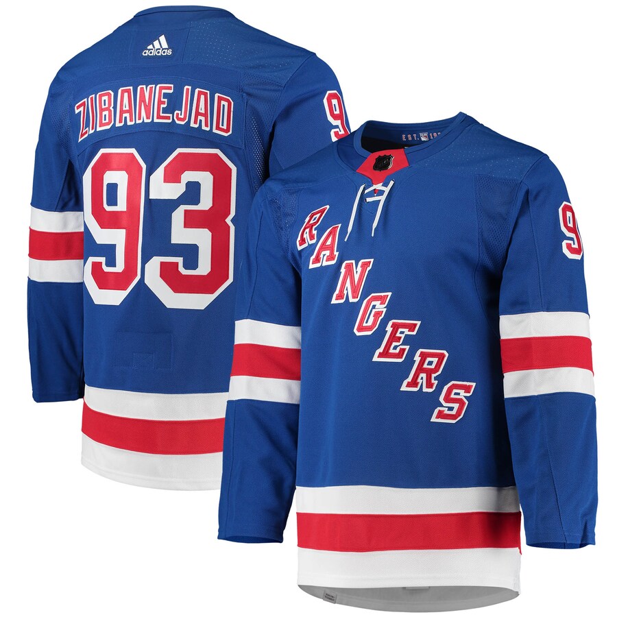 Men's New York Rangers Mika Zibanejad adidas Blue Home Primegreen Authentic Pro Player Jersey - Jersey