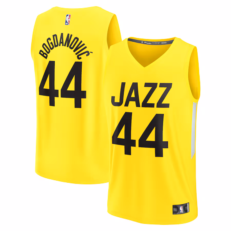 Men's Utah Jazz Bojan Bogdanovic Fanatics Yellow Fast Break Replica Jersey - Icon Edition - Jersey