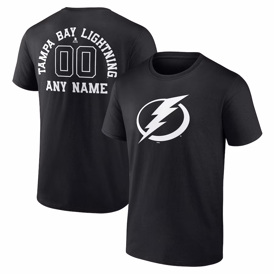 Men's Tampa Bay Lightning Black Personalized Name & Number Monochrome T-Shirt - Jersey