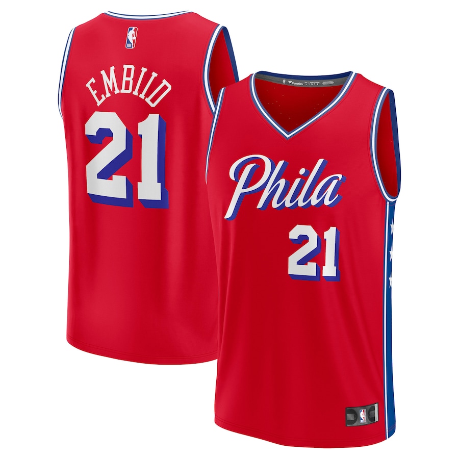 Men's Philadelphia 76ers Joel Embiid Fanatics Red Fast Break Replica Player Jersey - Statement Edition - Jersey