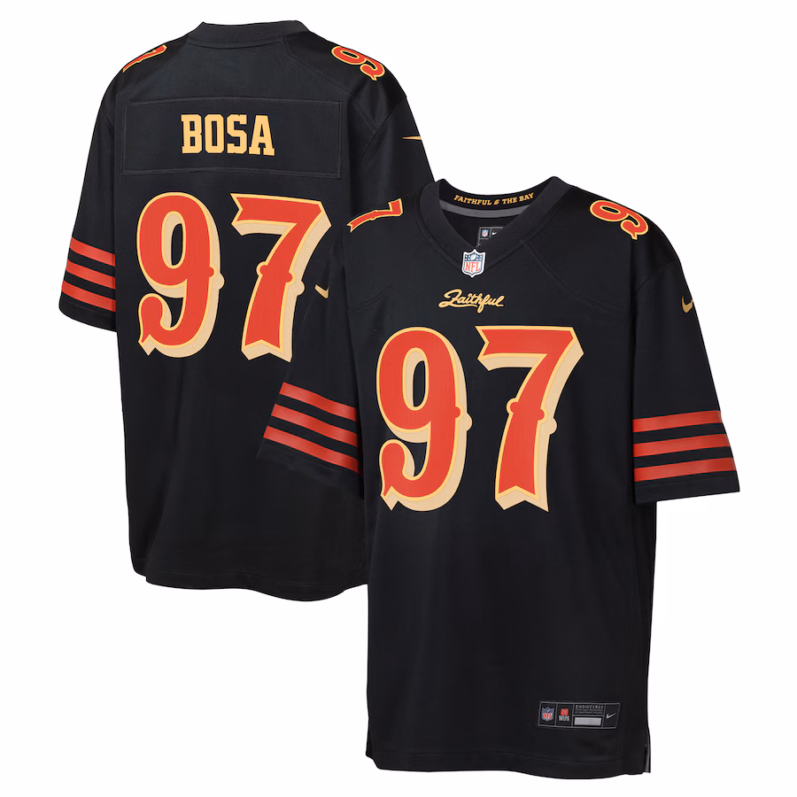 Youth San Francisco 49ers Nick Bosa Nike Black 2025 Rivalries Collection Game Jersey - Jersey