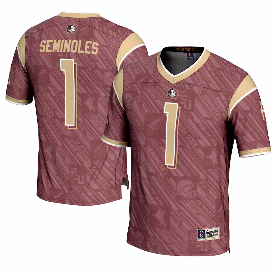 #1 Florida State Seminoles GameDay Greats Youth Highlight Print Football Fashion Jersey - Garnet - Jersey