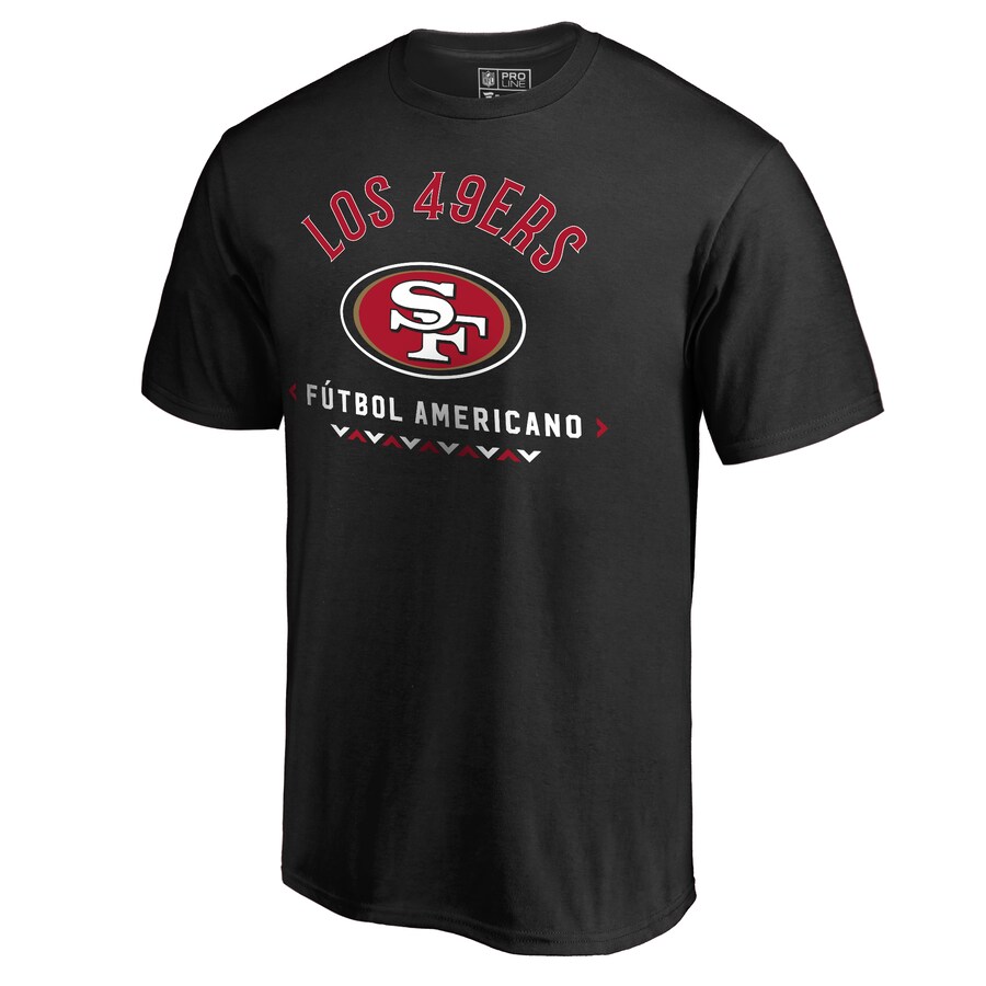 Men's San Francisco 49ers Black Futbol Americano 2 T-Shirt - Jersey