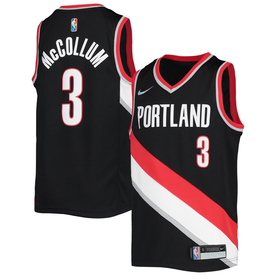 Youth Portland Trail Blazers C.J. McCollum Nike Black 2021/22 Diamond Swingman Jersey - Icon Edition - Jersey
