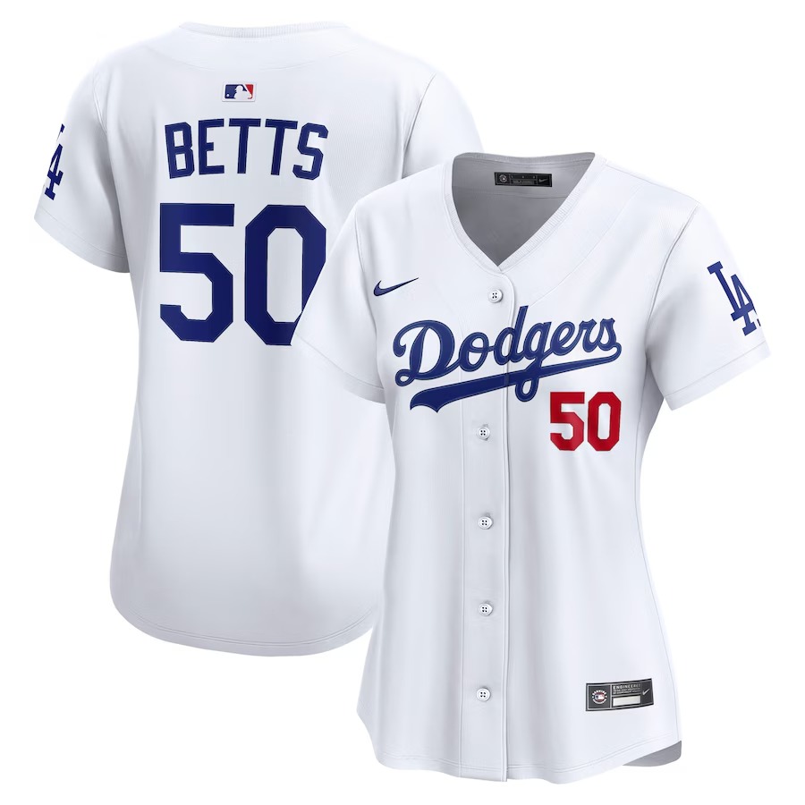 Women's Los Angeles Dodgers Mookie Betts Nike White 2024 World Series Home Limited Player Jersey - Jersey