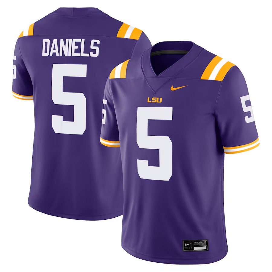 Men's Nike Jayden Daniels Purple LSU Tigers Player Game Jersey - Jersey