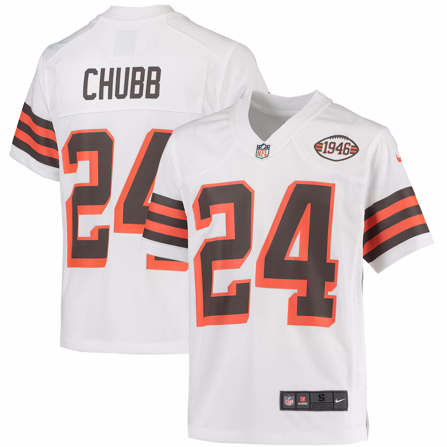 Youth Cleveland Browns Nick Chubb Nike White Game Jersey - Jersey