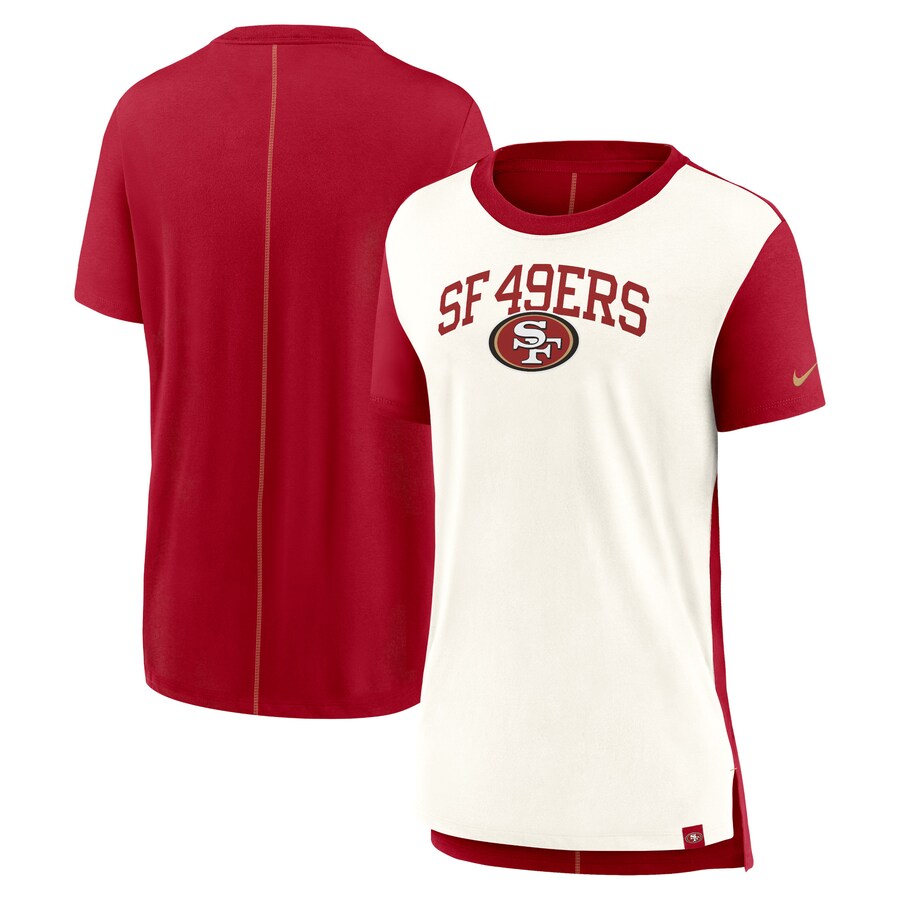 Women's San Francisco 49ers Nike Cream/Scarlet Wordmark Tri-Blend T-Shirt - Jersey
