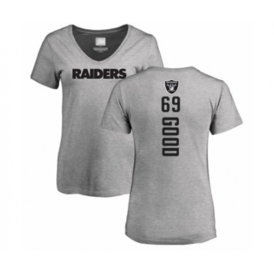 Football Women's Oakland Raiders #69 Denzelle Good Ash Backer T-Shirt - Jersey