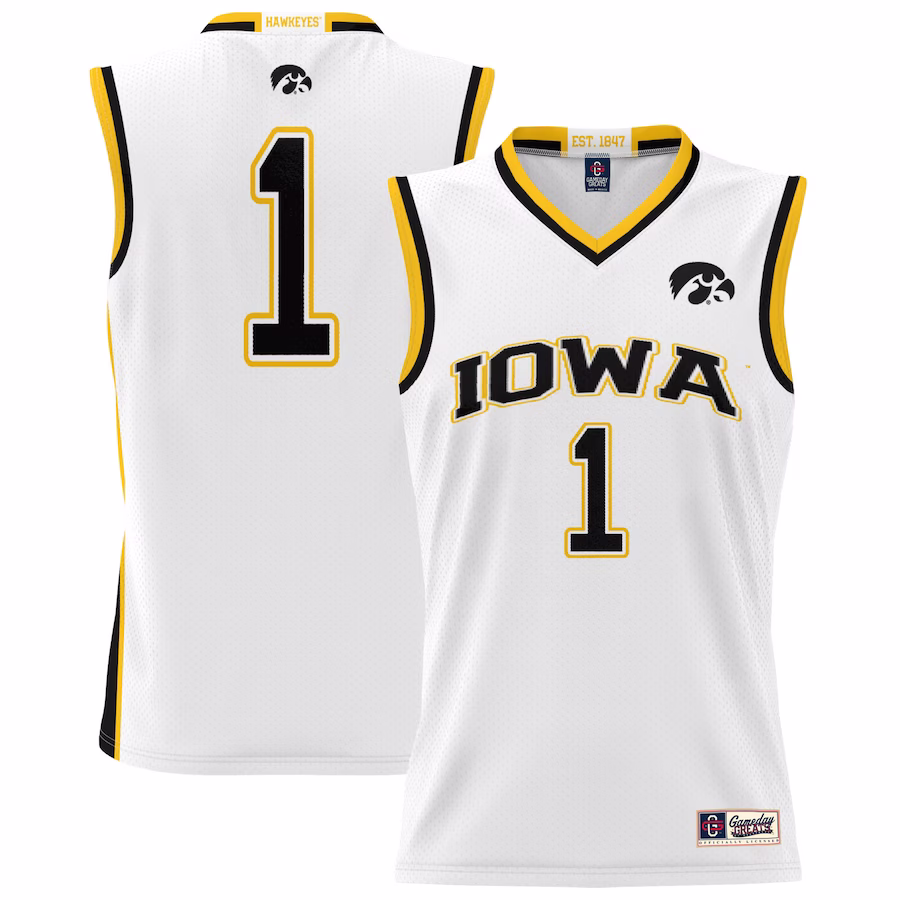 #1 Iowa Hawkeyes GameDay Greats Youth Lightweight Basketball Jersey - White - Jersey