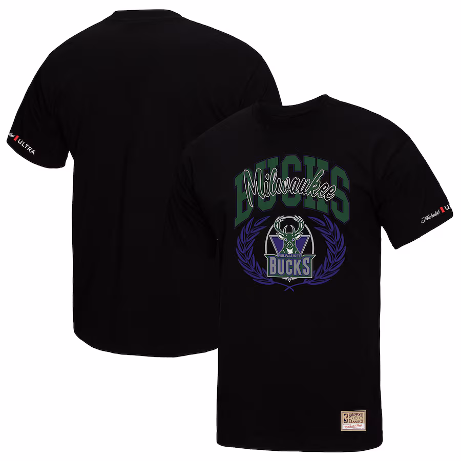 Men's Milwaukee Bucks Mitchell & Ness Black NBA x Michelob Ultra Rewind II T-Shirt - Jersey