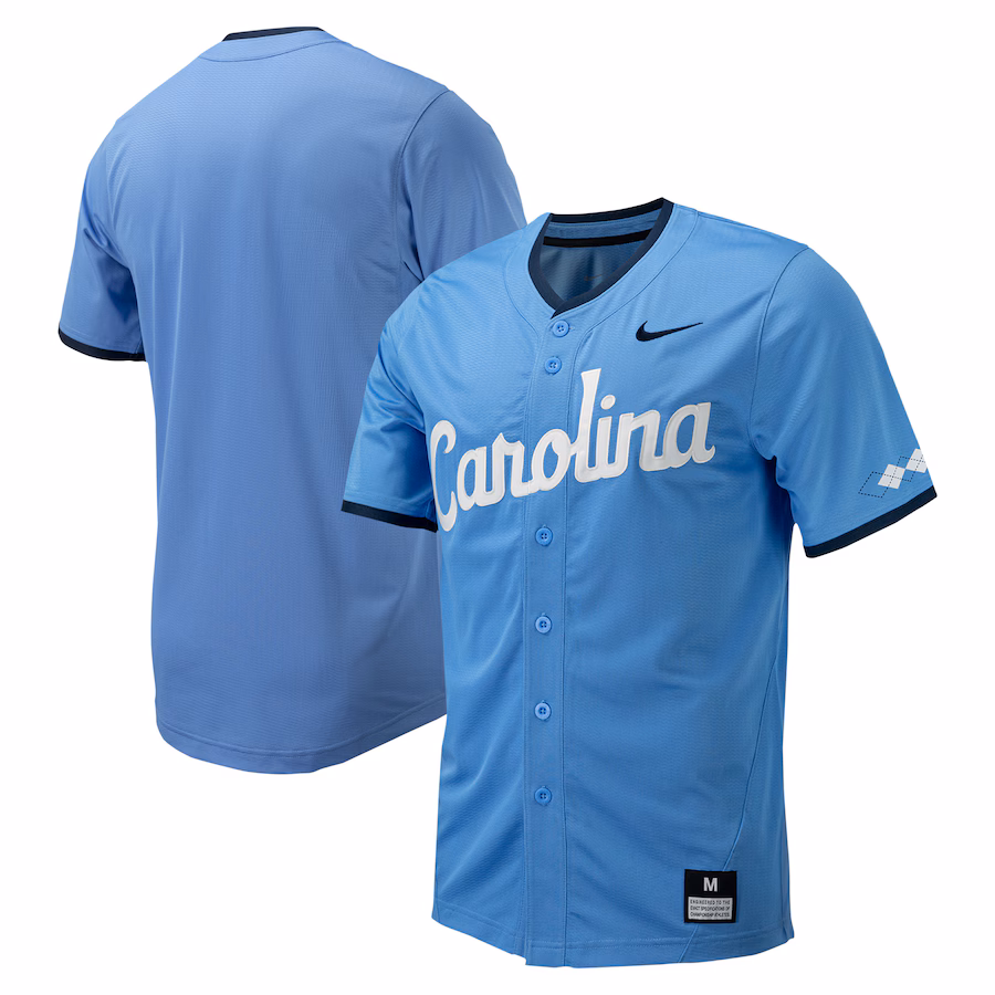 Men's Nike Carolina Blue North Carolina Tar Heels Replica Full-Button Baseball Jersey - Jersey