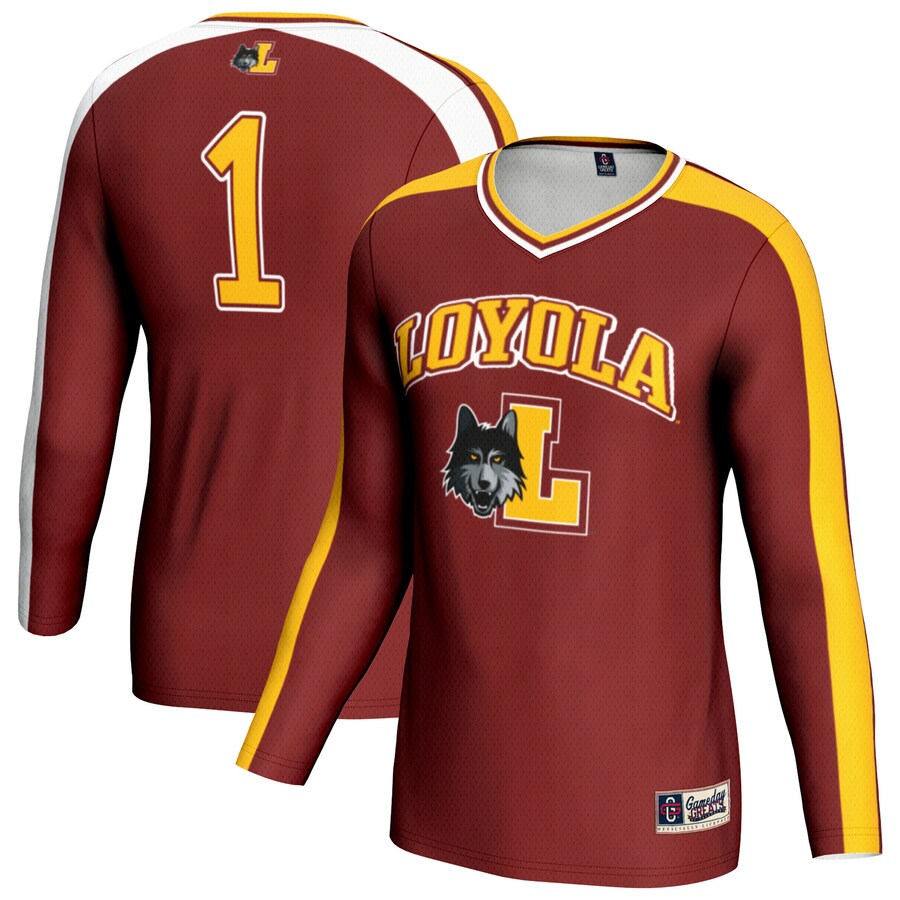 Youth GameDay Greats Maroon Loyola Chicago Ramblers #1 Lightweight Volleyball Fashion Jersey - Jersey