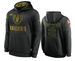 Men's Las Vegas Raiders #89 Bryan Edwards Black 2020 Salute To Service Sideline Performance Pullover Hoodie - Jersey