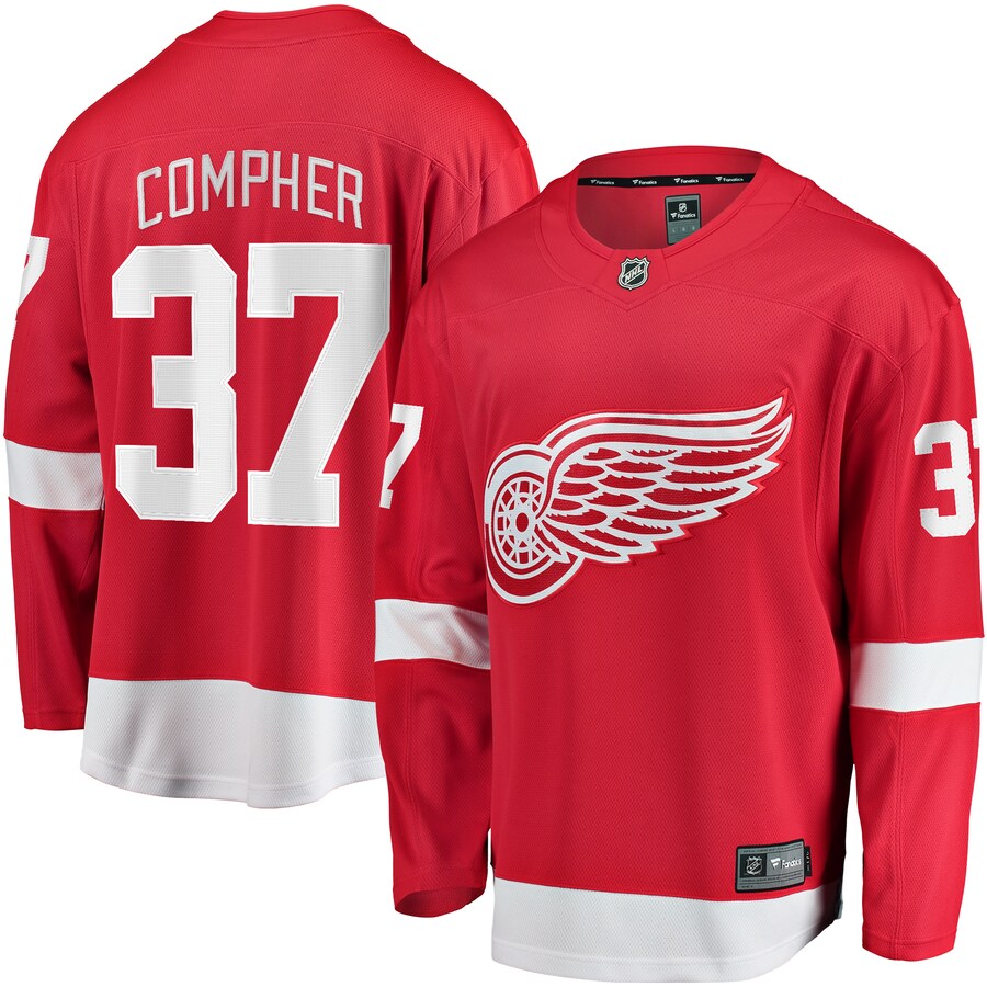 Men's Detroit Red Wings J.T. Compher Fanatics Branded Red Home Breakaway Jersey - Jersey
