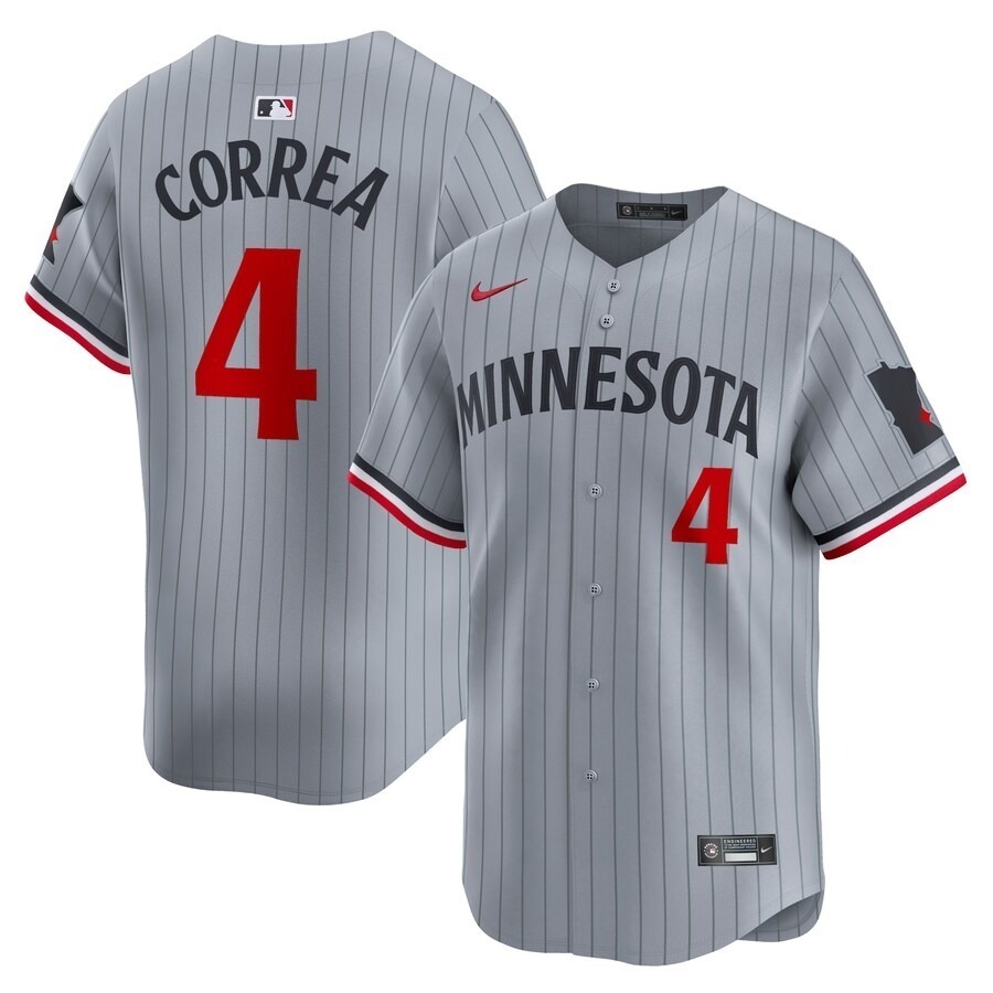 Men's Minnesota Twins Carlos Correa Nike Gray Road Limited Player Jersey - Jersey