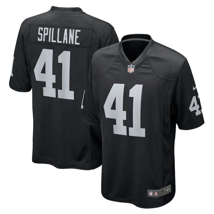 Men's Las Vegas Raiders Robert Spillane Nike Black Game Player Jersey - Jersey