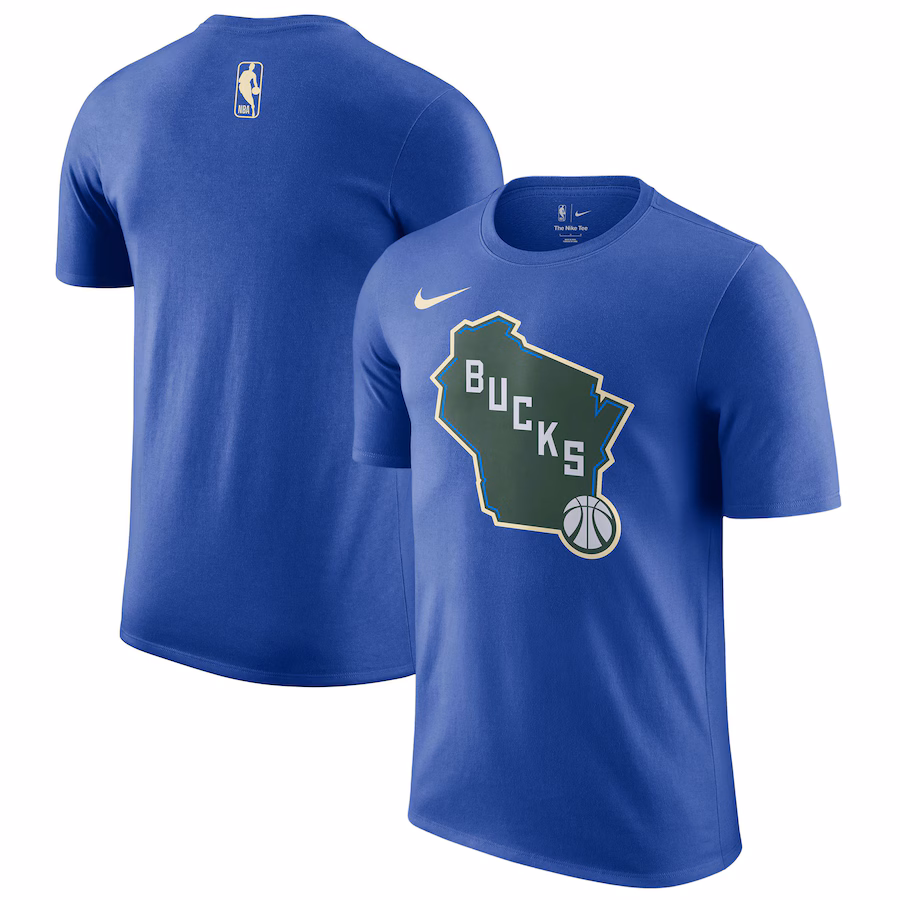 Men's Milwaukee Bucks Nike Royal 2024/25 City Edition Essential Logo T-Shirt - Jersey