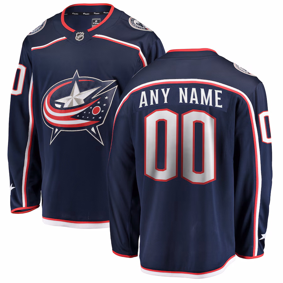 Men's Columbus Blue Jackets Fanatics Navy Home Breakaway Custom Jersey - Jersey