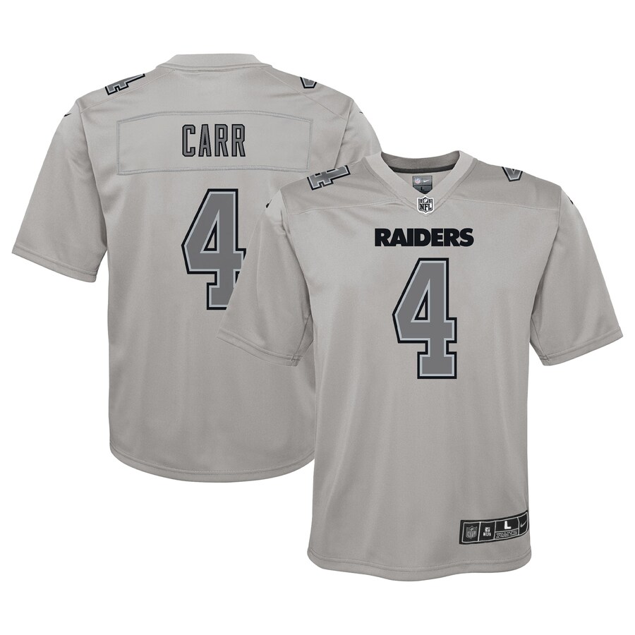 Youth Las Vegas Raiders Derek Carr Nike Gray Atmosphere Game Jersey - Jersey
