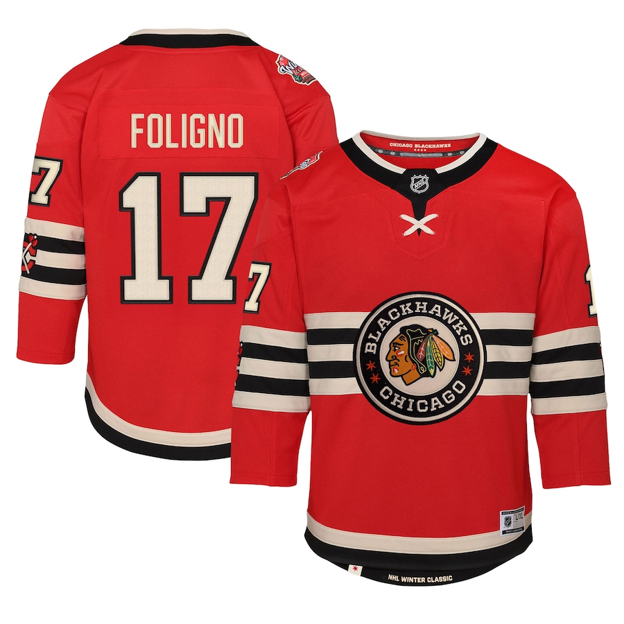 Youth Chicago Blackhawks Nick Foligno Red 2025 NHL Winter Classic Premier Player Jersey - Jersey
