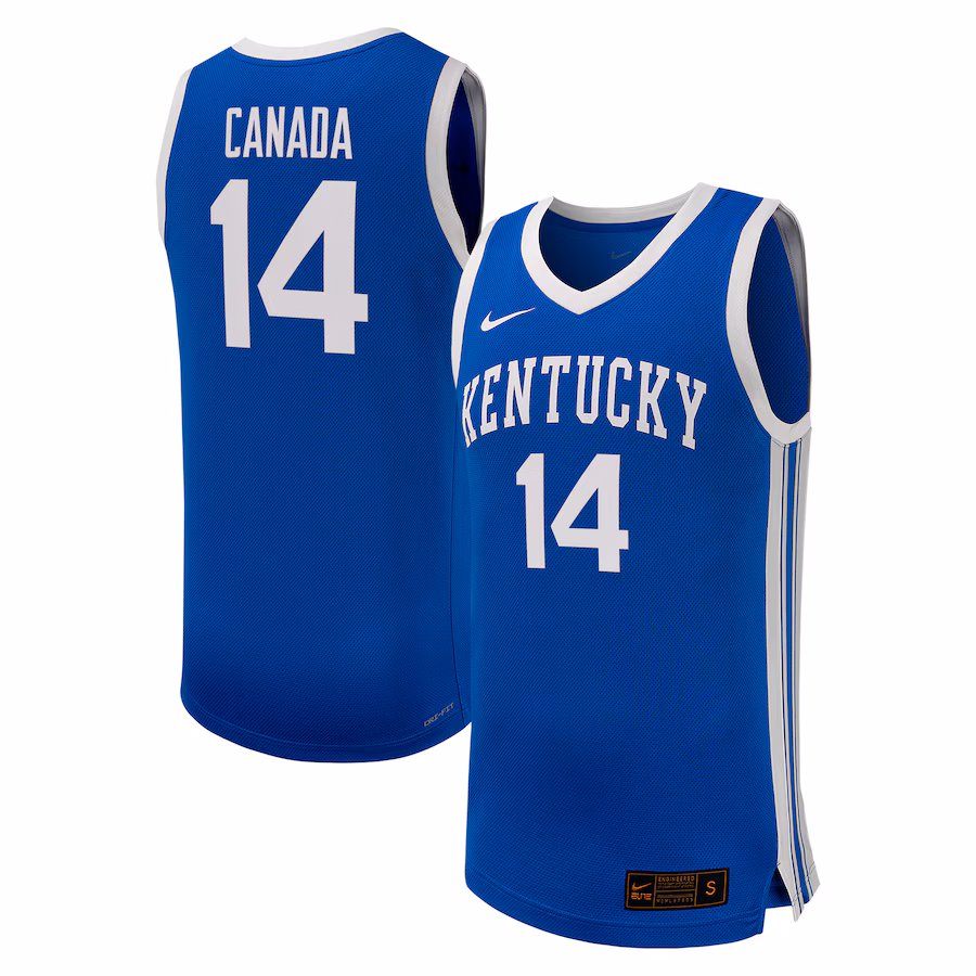 Brennan Canada Kentucky Wildcats Nike NIL Basketball Replica Player Jersey – Royal - Jersey