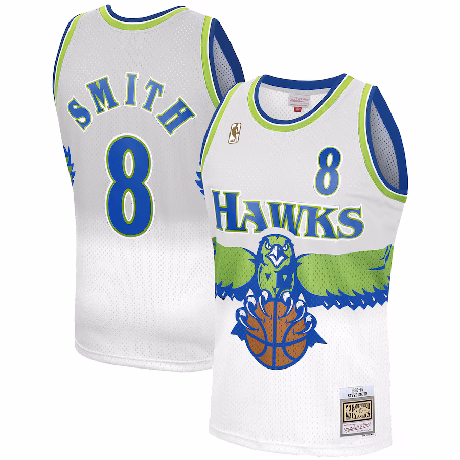 Men's Atlanta Hawks Steve Smith Mitchell & Ness White 1996-97 Hardwood Classics Reload 3.0 Swingman Jersey - Jersey