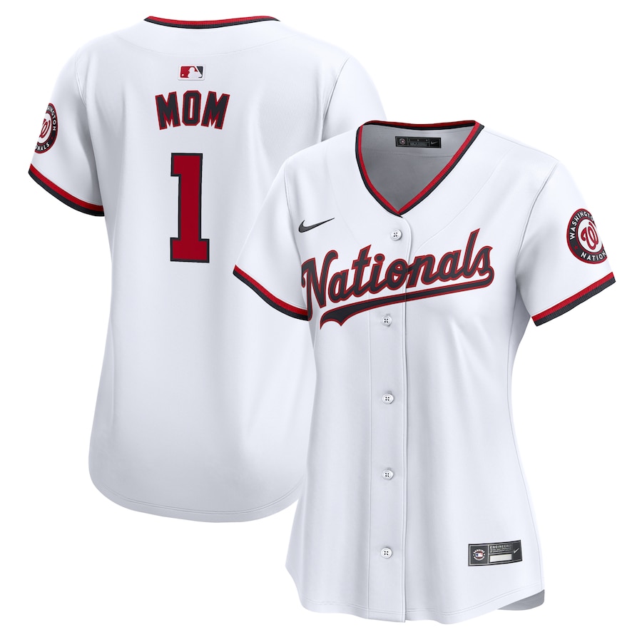 Women's Washington Nationals Nike White #1 Mom Home Limited Jersey - Jersey