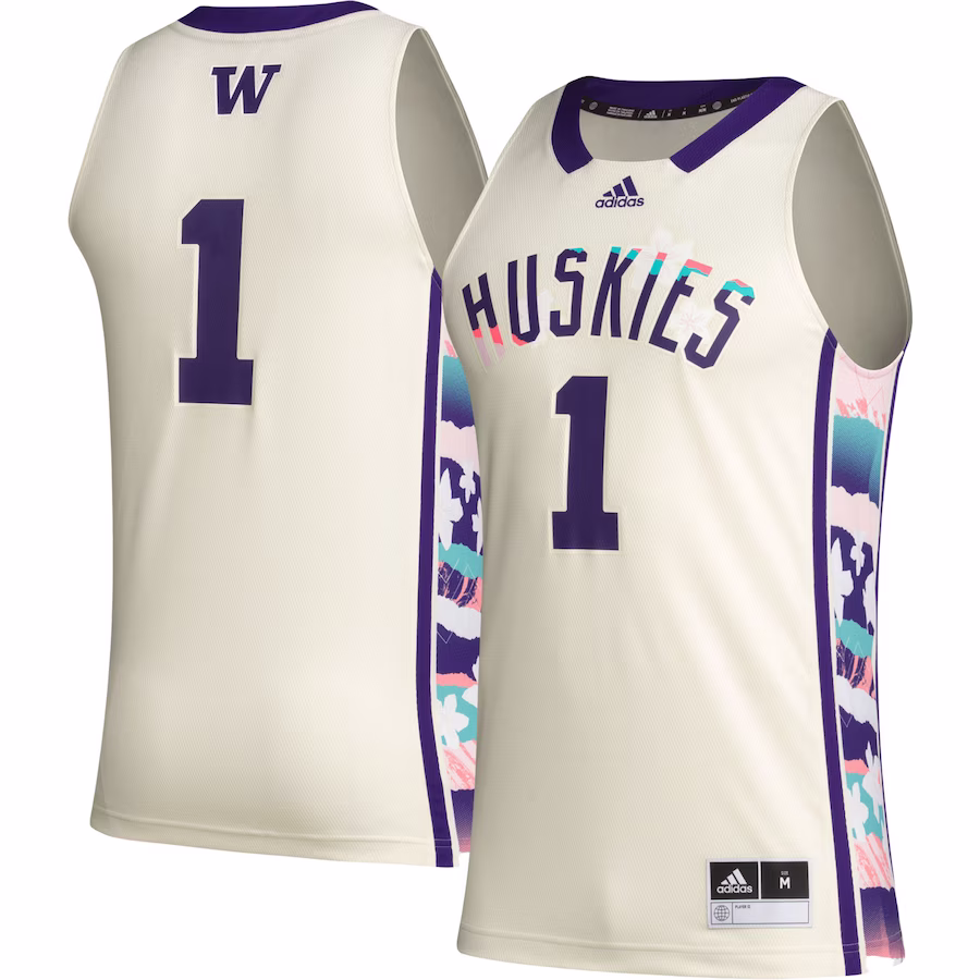 #1 Washington Huskies adidas Honoring Black Excellence Basketball Jersey - Khaki - Jersey