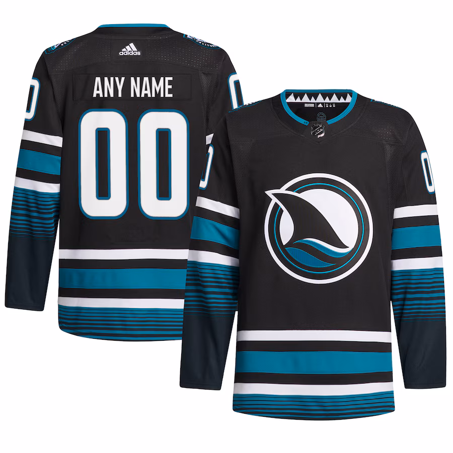 Men's San Jose Sharks adidas Black Alternate Primegreen Authentic Custom Jersey - Jersey
