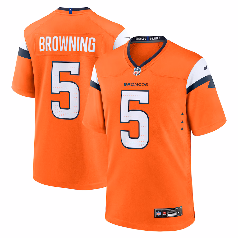 Men's Denver Broncos Baron Browning Nike Orange Team Game Jersey - Jersey