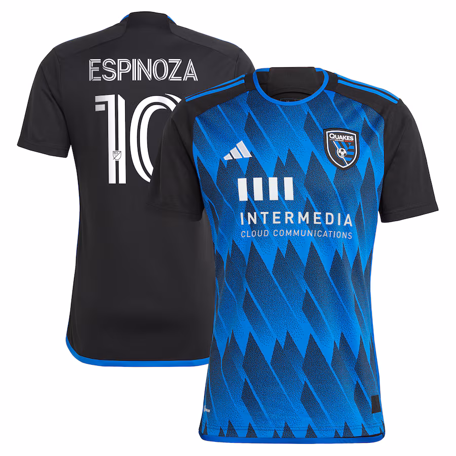Men's San Jose Earthquakes Cristian Espinoza adidas Blue 2023 Active Fault Jersey Replica Jersey - Jersey