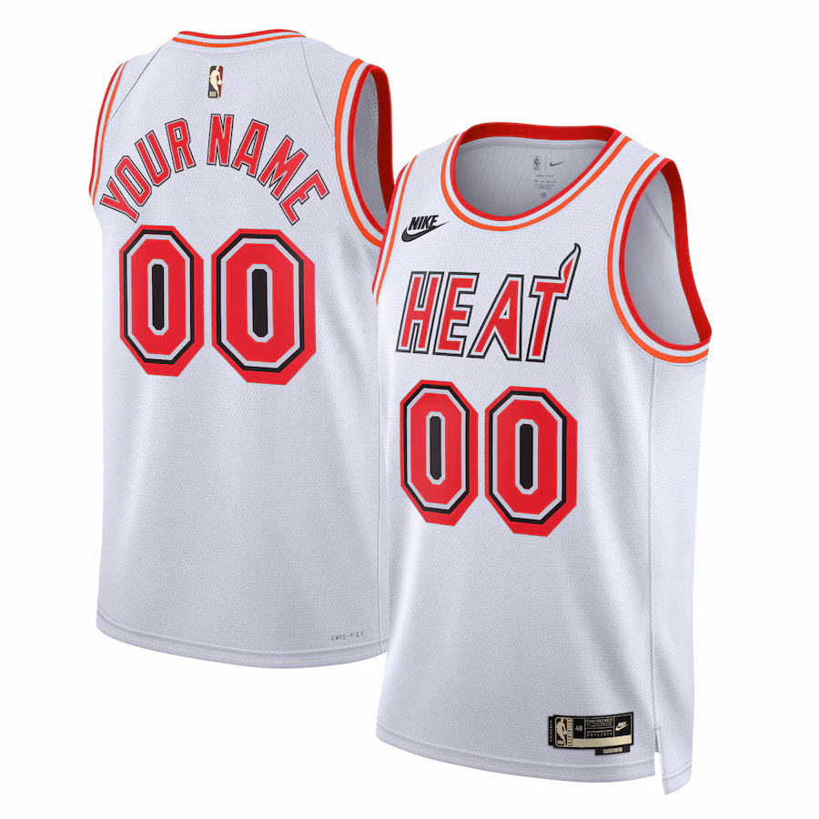 Unisex Miami Heat Nike White 2022/23 Custom Swingman Jersey - Classic Edition - Jersey
