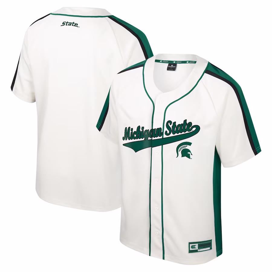 Michigan State Spartans Colosseum Ruth Button-Up Baseball Jersey - Cream - Jersey
