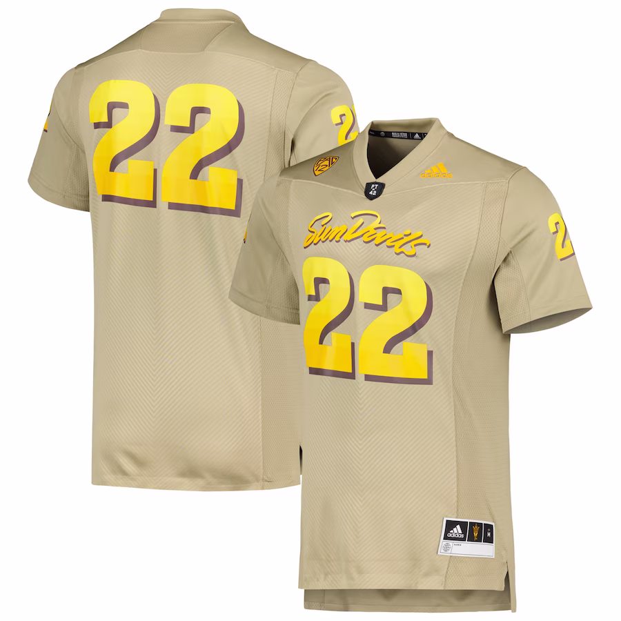 #22 Arizona State Sun Devils adidas Rising Devils Premier Strategy Jersey - Tan - Jersey