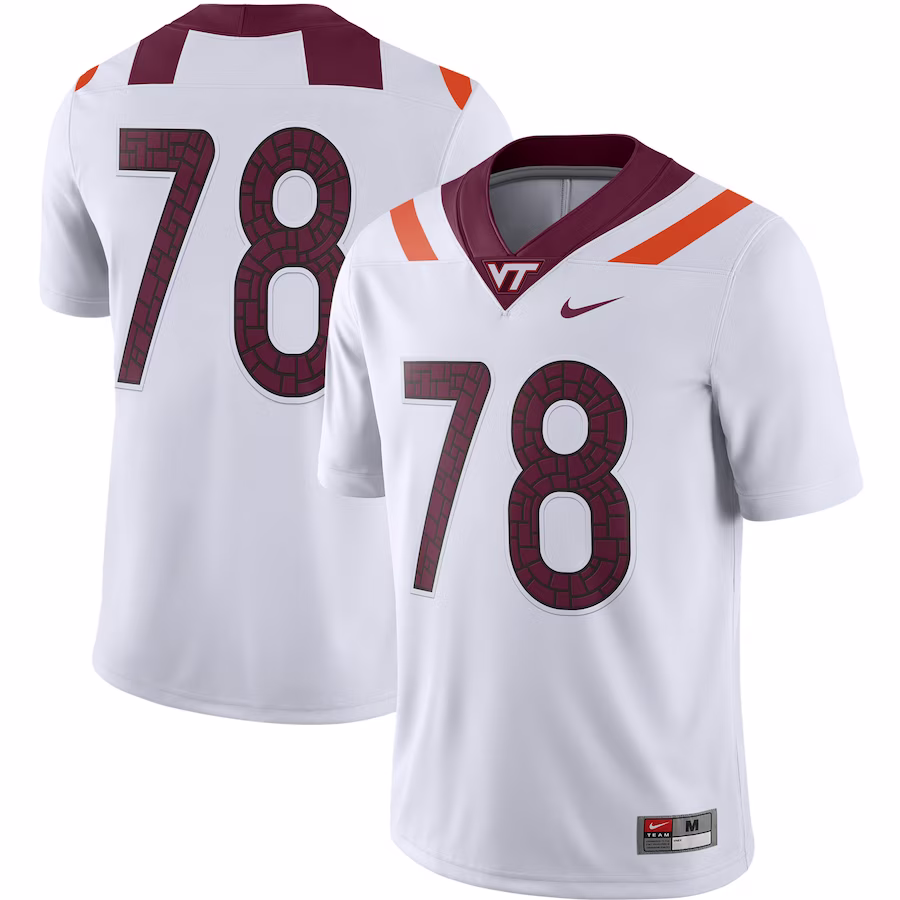 #78 Virginia Tech Hokies Nike Game Player Jersey - White - Jersey
