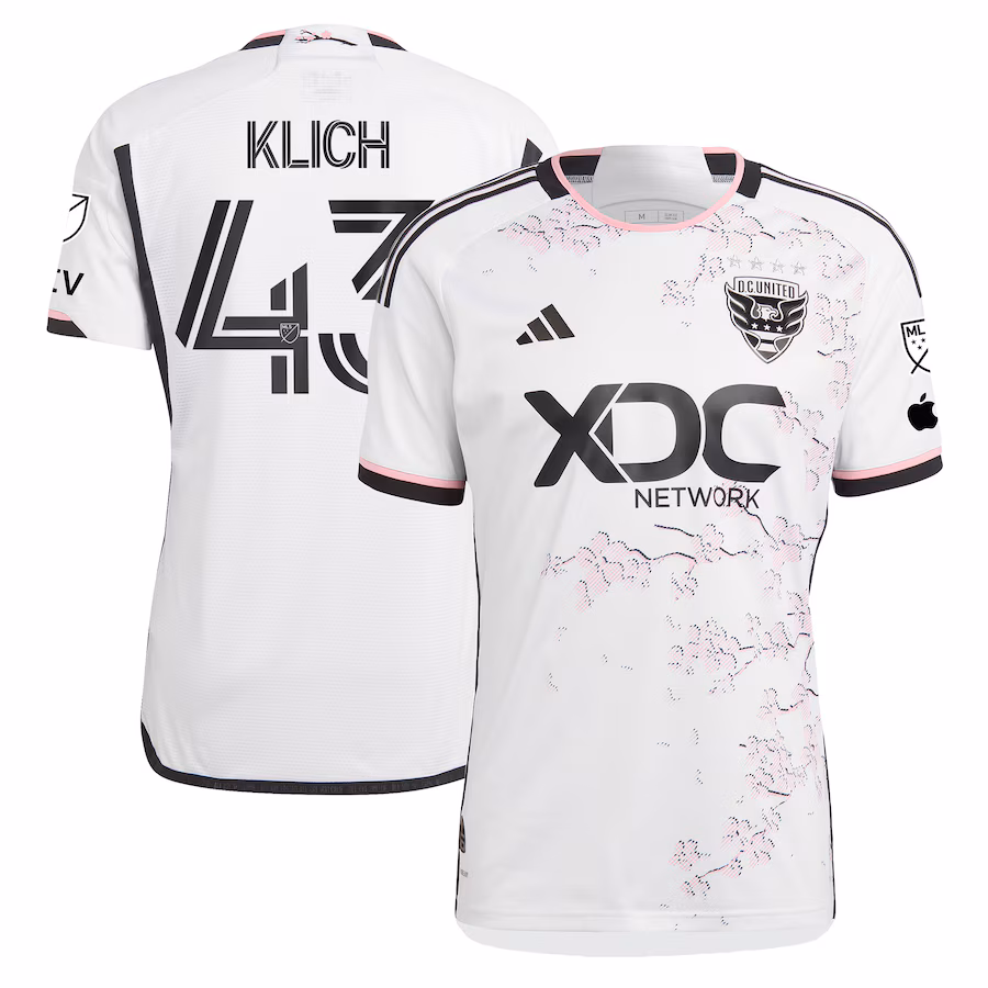Men's D.C. United Mateusz Klich adidas White 2023 The Cherry Blossom Kit Authentic Player Jersey - Jersey