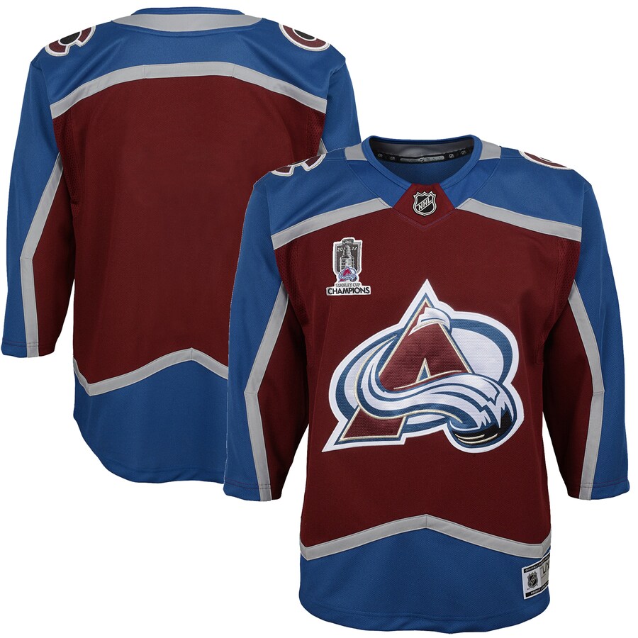 Youth Colorado Avalanche Burgundy Home 2022 Stanley Cup Champions Premier Jersey - Jersey