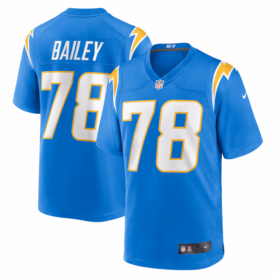 Men's Los Angeles Chargers Zack Bailey Nike Powder Blue Player Game Jersey - Jersey