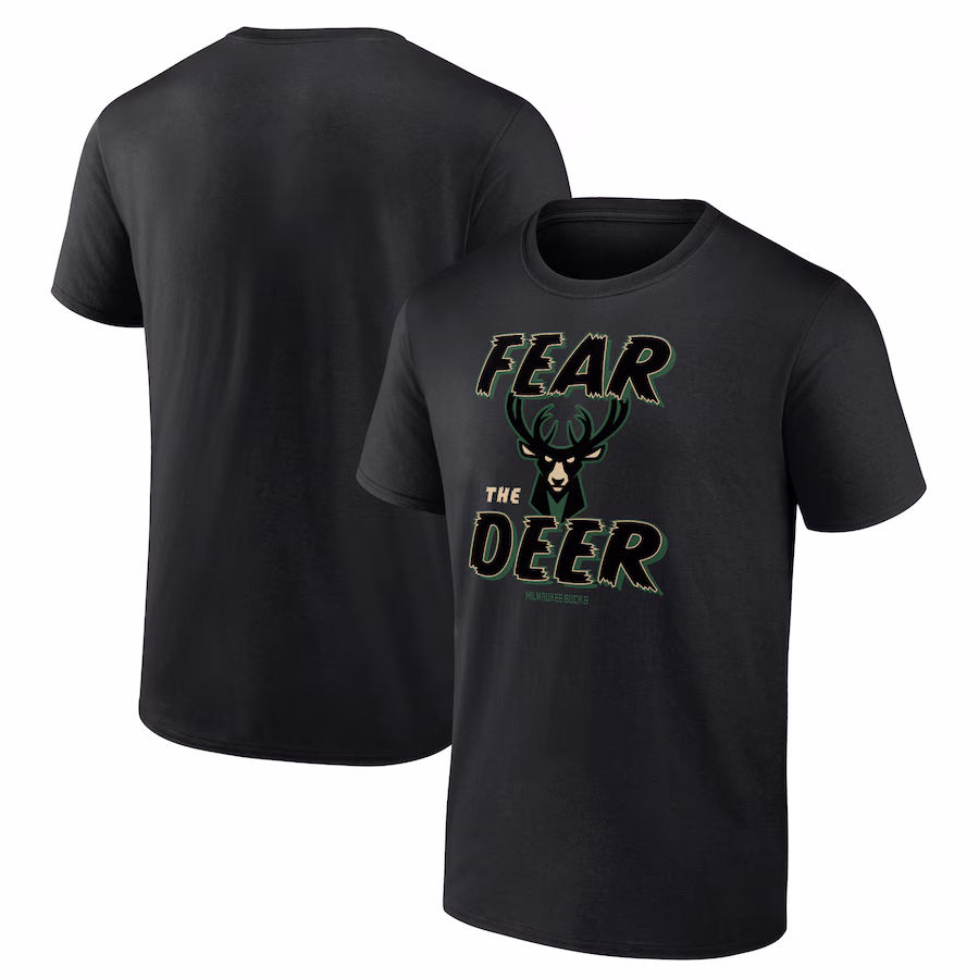 Men's Milwaukee Bucks  Black Hometown Collection Fear The Deer T-Shirt - Jersey