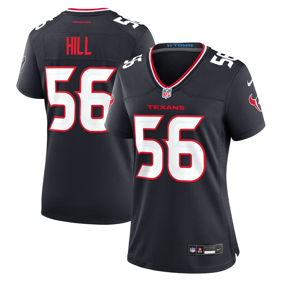 Women's Houston Texans Jamal Hill Nike Navy Team Game Jersey - Jersey