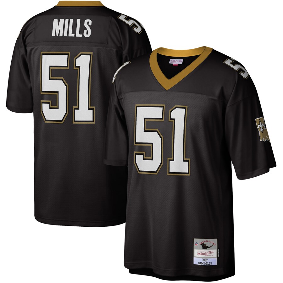 Men's New Orleans Saints Sam Mills Mitchell & Ness Black Legacy Replica Jersey - Jersey