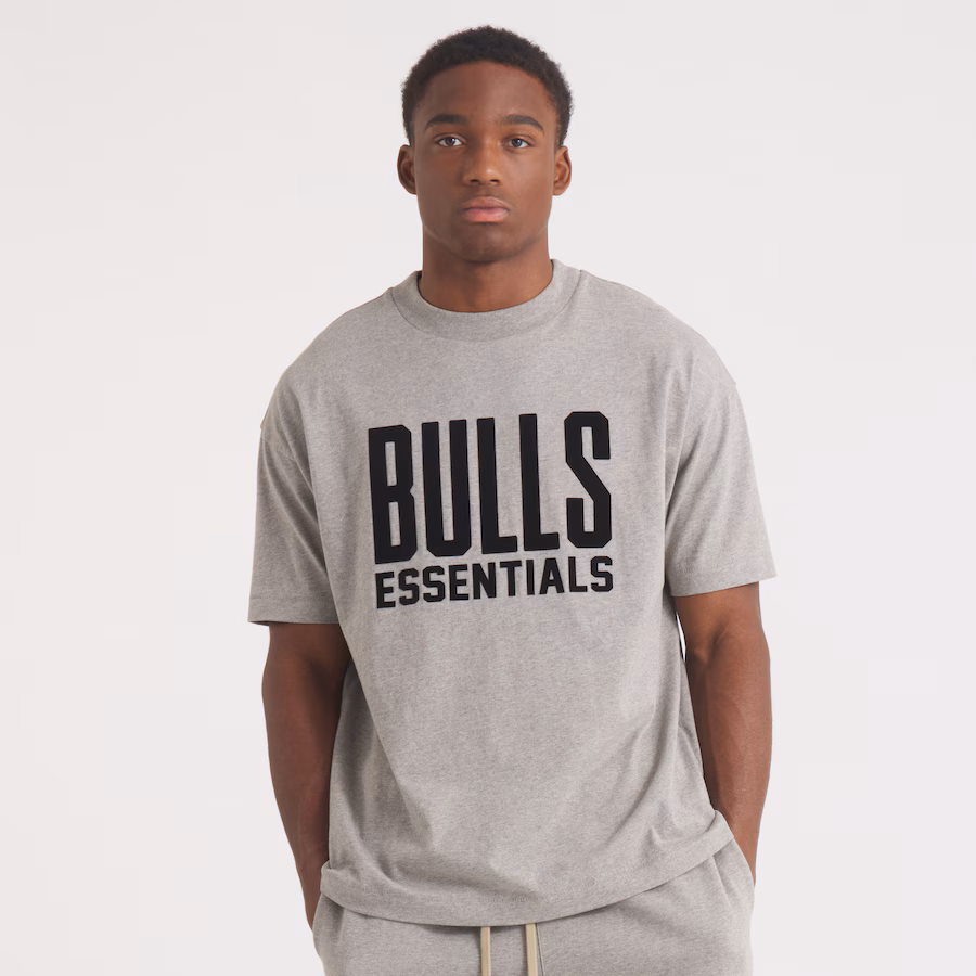 Unisex Chicago Bulls Fear of God Gray NBA x ESSENTIALS T-Shirt - Jersey