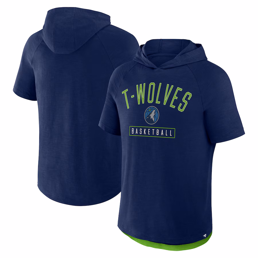 Men's Minnesota Timberwolves Fanatics Athletic Navy Pass Legend Hooded T-Shirt - Jersey