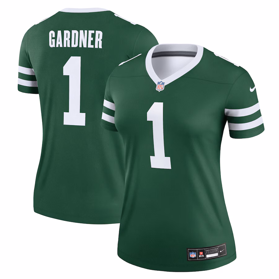 Women's New York Jets Ahmad Sauce Gardner Nike Legacy Green Legend Player Performance Top - Jersey