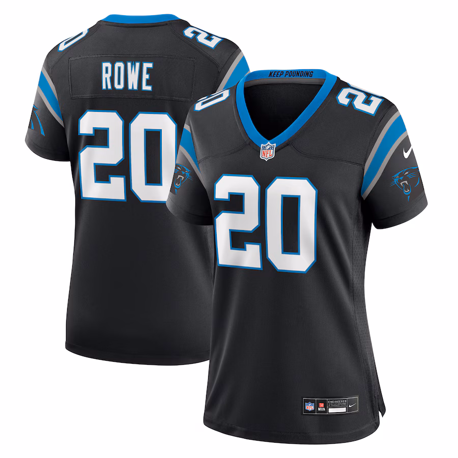 Women's Carolina Panthers Eric Rowe Nike Black Team Game Jersey - Jersey
