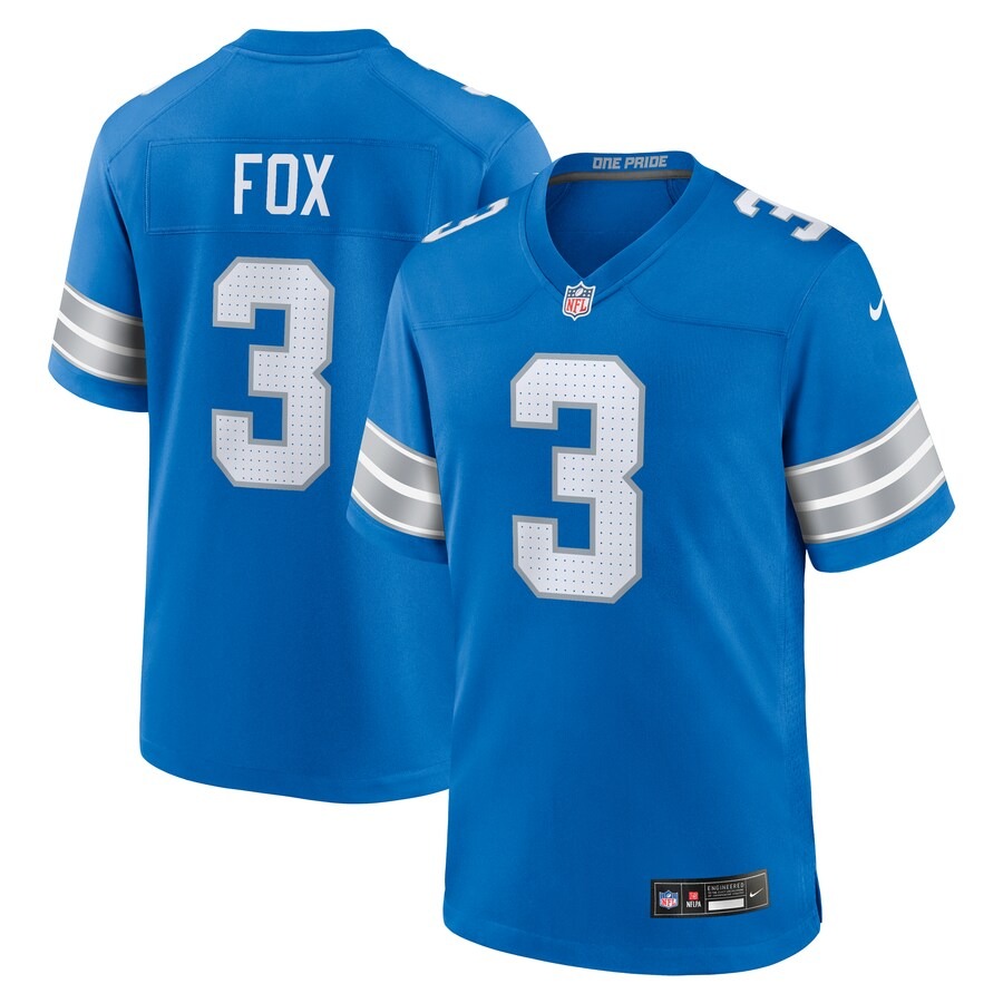 Men's Detroit Lions Jack Fox Nike Blue Team Game Jersey - Jersey