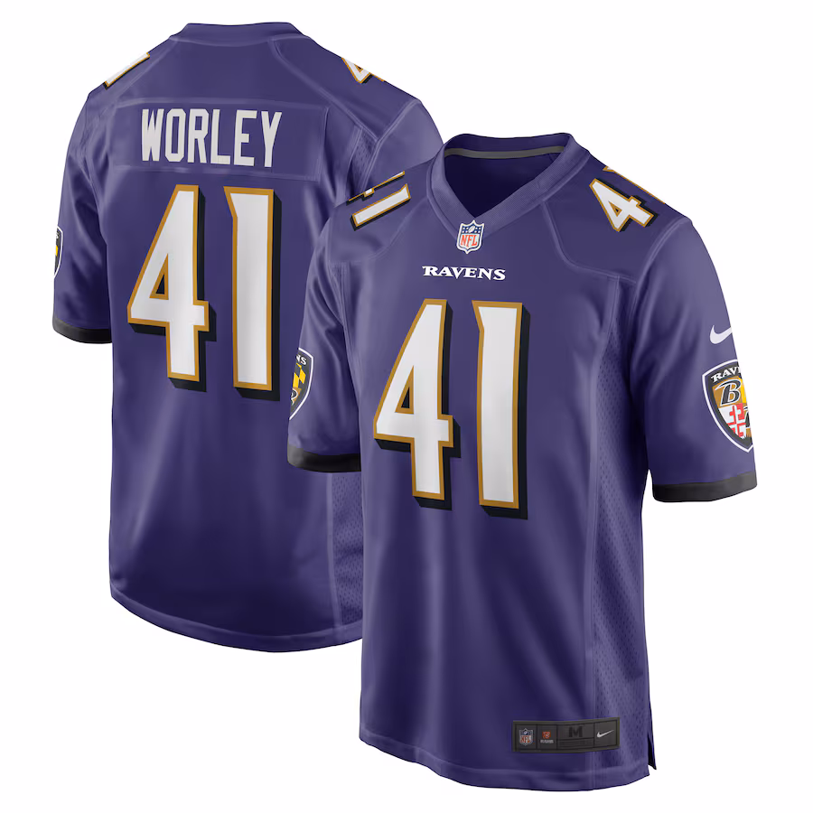 Men's Baltimore Ravens Daryl Worley Nike Purple Game Player Jersey - Jersey