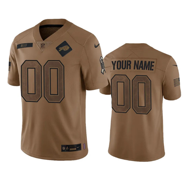 Men's Buffalo Bills Active Player Custom 2023 Brown Salute To Service Limited Football Stitched Jersey - Jersey