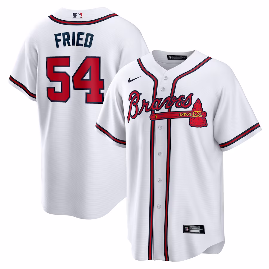 Men's Atlanta Braves Max Fried Nike White Home Replica Player Jersey - Jersey